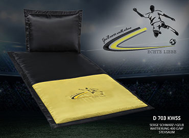 Bestattungsgarnitur für Fussball-Fans in schwarz-gelb mit schwarz gelben Farben ähnlich Dortmund